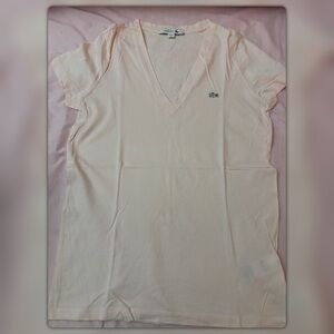 Lacoste Soft Pink V-Neck Tee